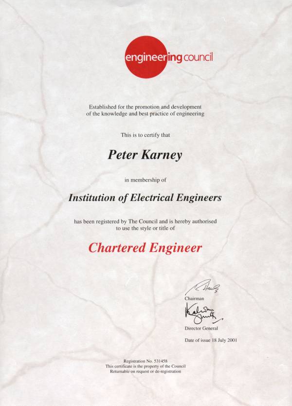 Chartered Engineer Certificate